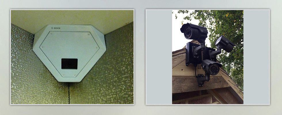 a bosch security camera is mounted on a wall