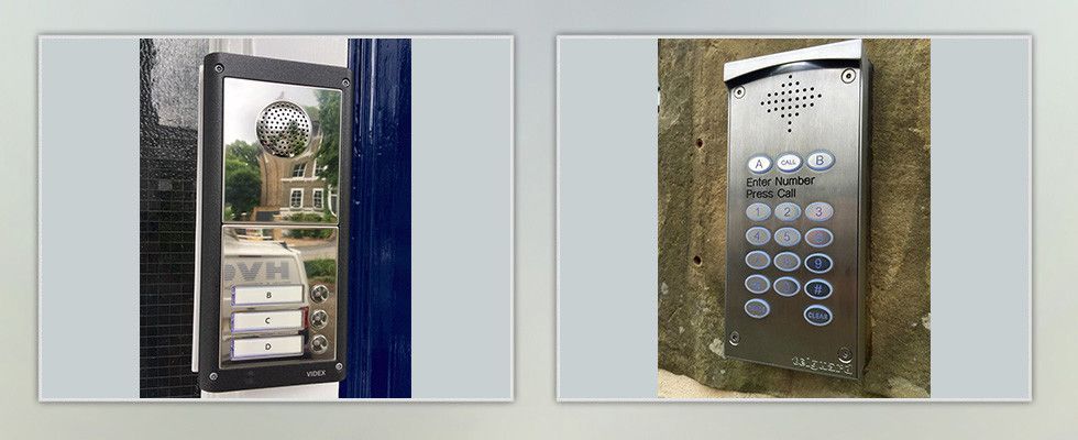 a picture of a doorbell and a picture of a doorbell on a wall .