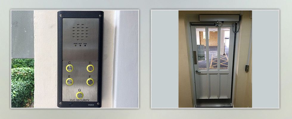 a picture of a security system and a picture of a door