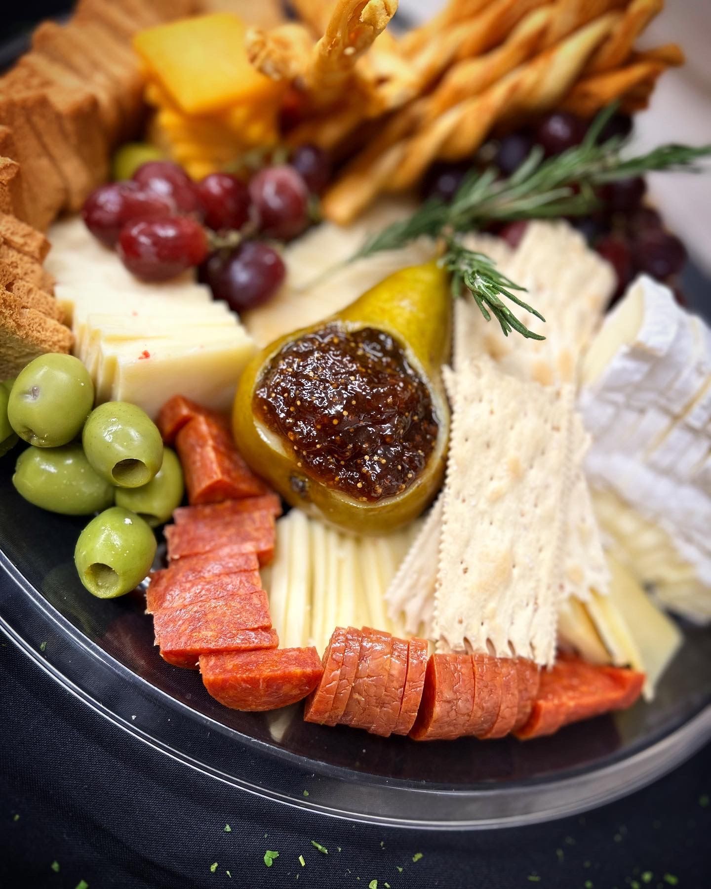 A close up of a plate of food on a table.