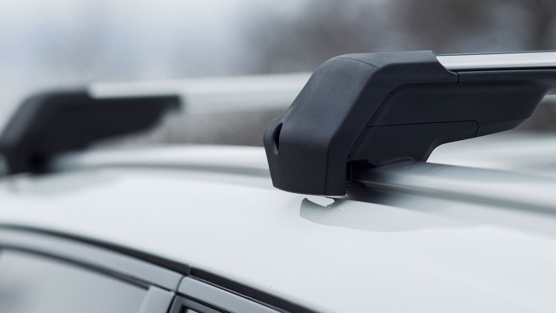 A close up of a roof rack on a car.