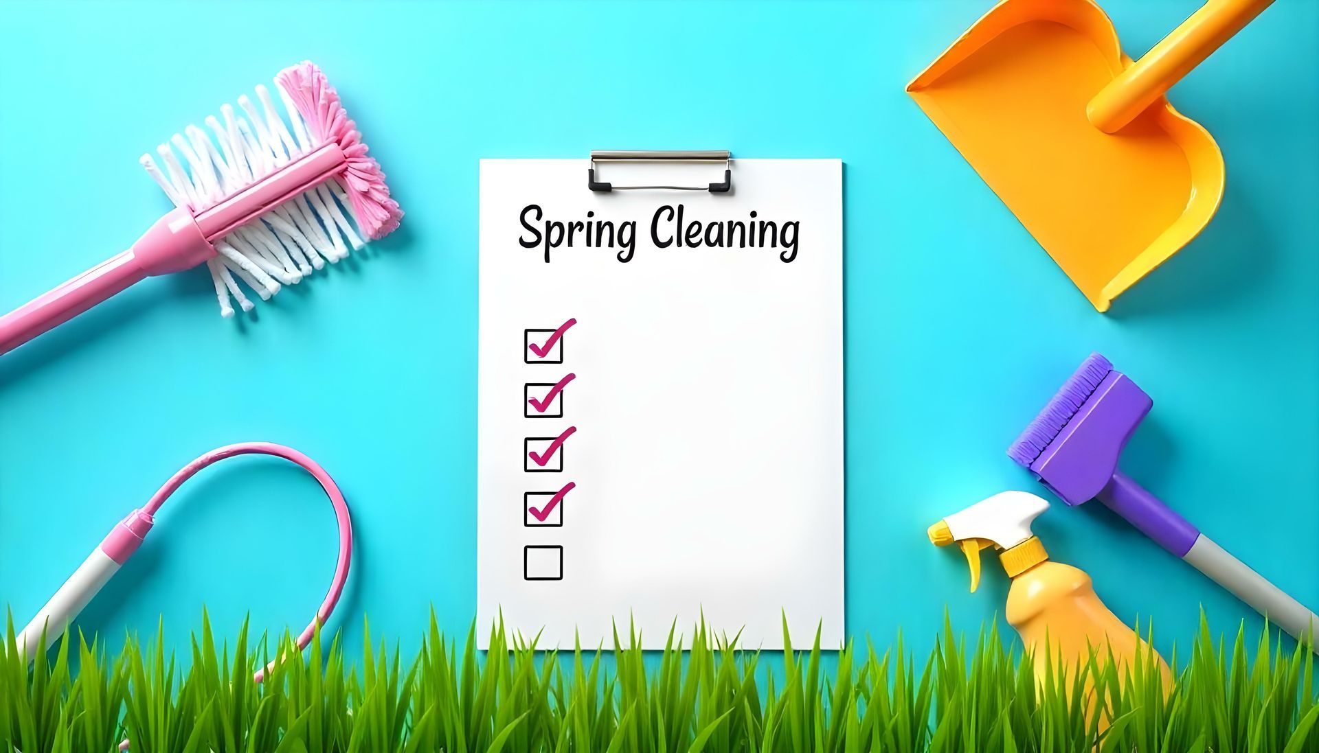 Checklist graphic showing cleaning tasks included in a move-out service, such as kitchen cleaning, bathroom sanitizing, vacuuming, and window cleaning.