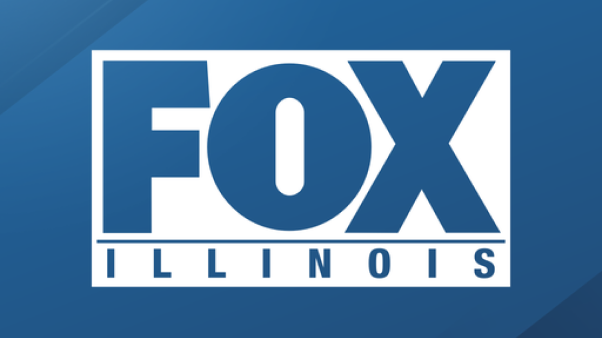 Fox illinois logo on a blue background