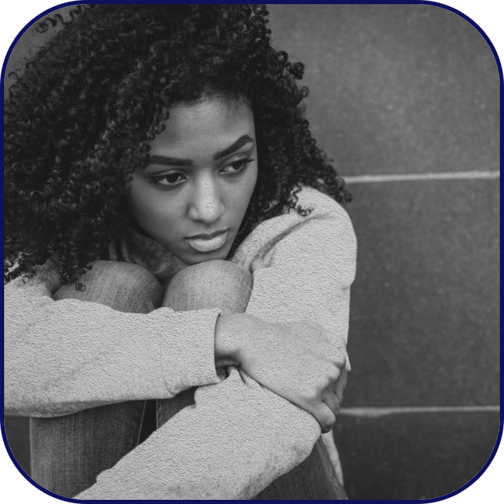 sad young black woman feeling negative emotions