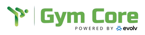 The logo for gym core shows a person doing a handstand.