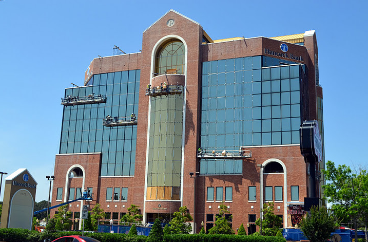 23rd street office building with impact-resistant glass panels 