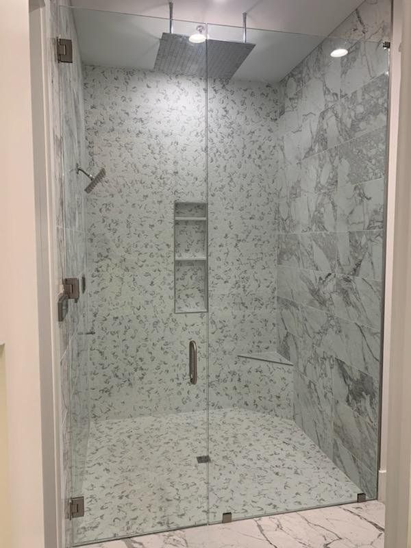 quartz shower walls with frameless design glass doors