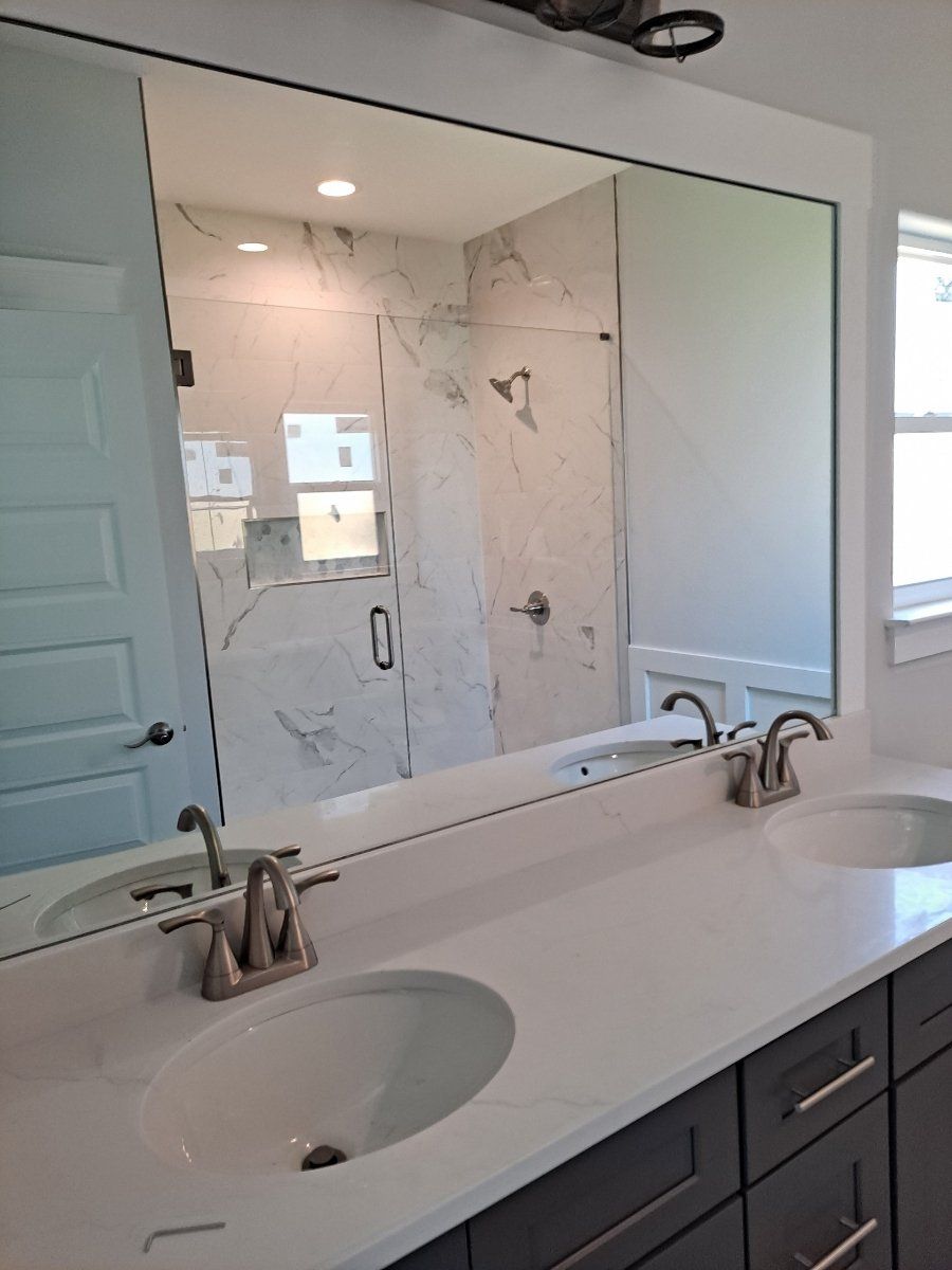 bathroom mirror and glass 