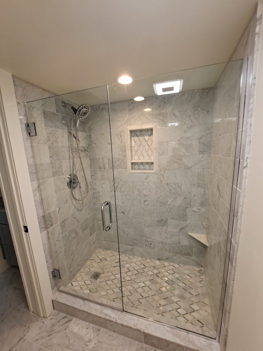 glass shower with frameless design