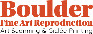 a logo for boulder fine art reproduction art scanning and giclee printing