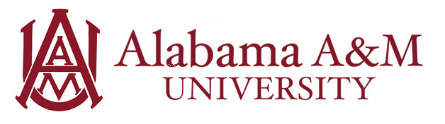 Logotipo de la Universidad A & M de Alabama sobre un fondo blanco.