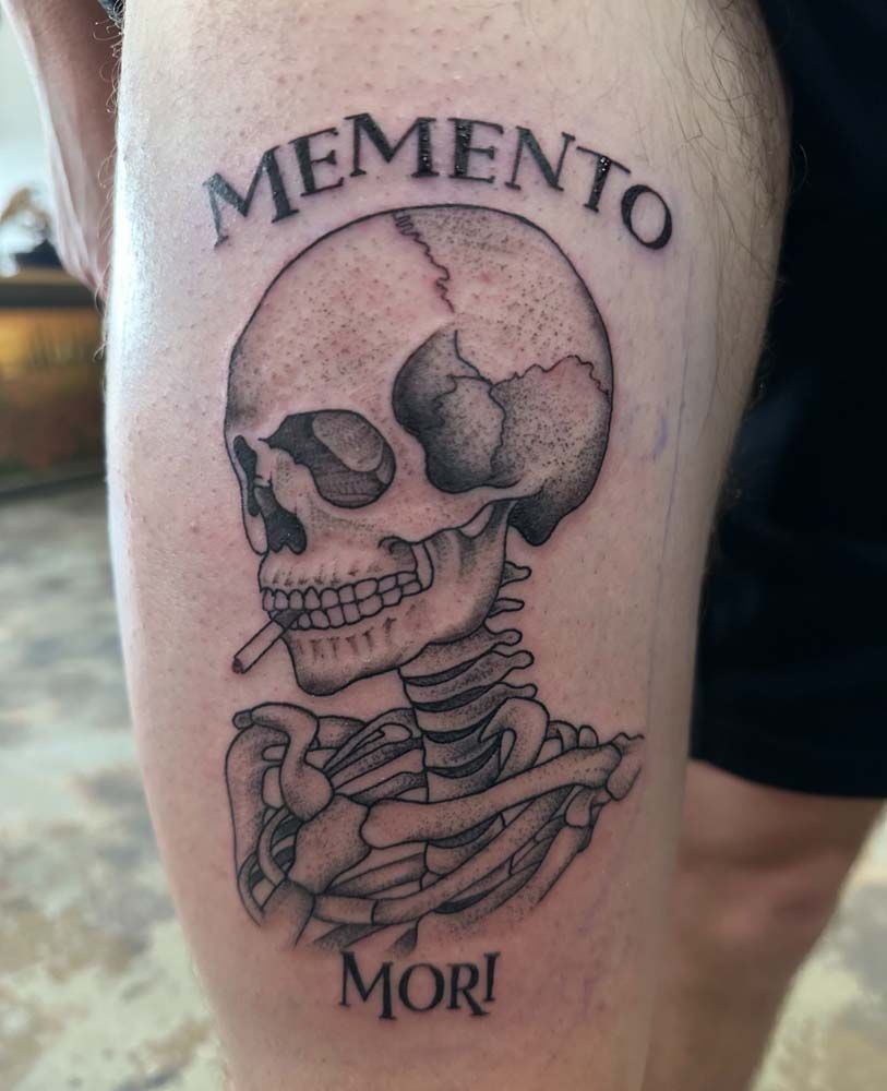 Skeleton with cigarette,