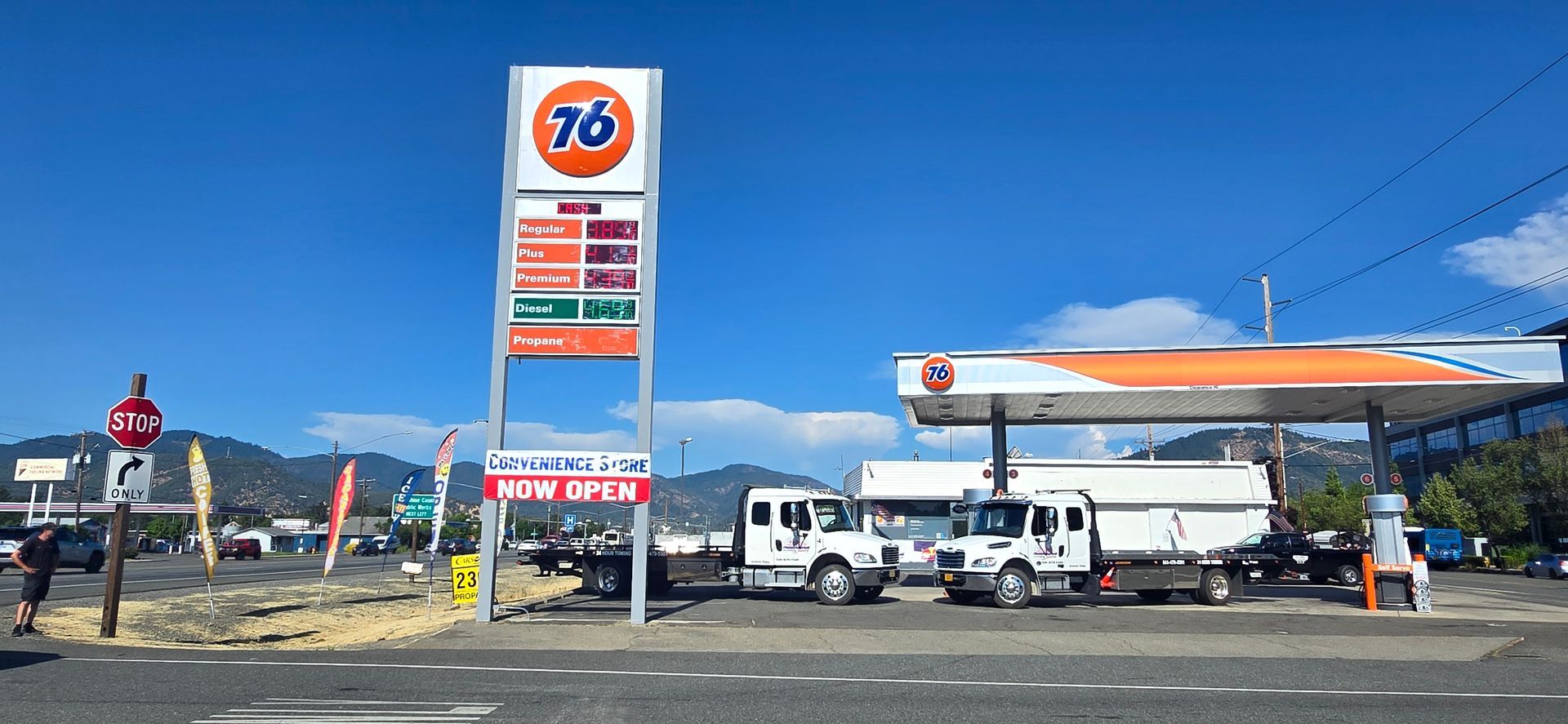 Two Tow Trucks Are Parked — Grants Pass, OR — Fairgrounds Towing & Fuel LLC