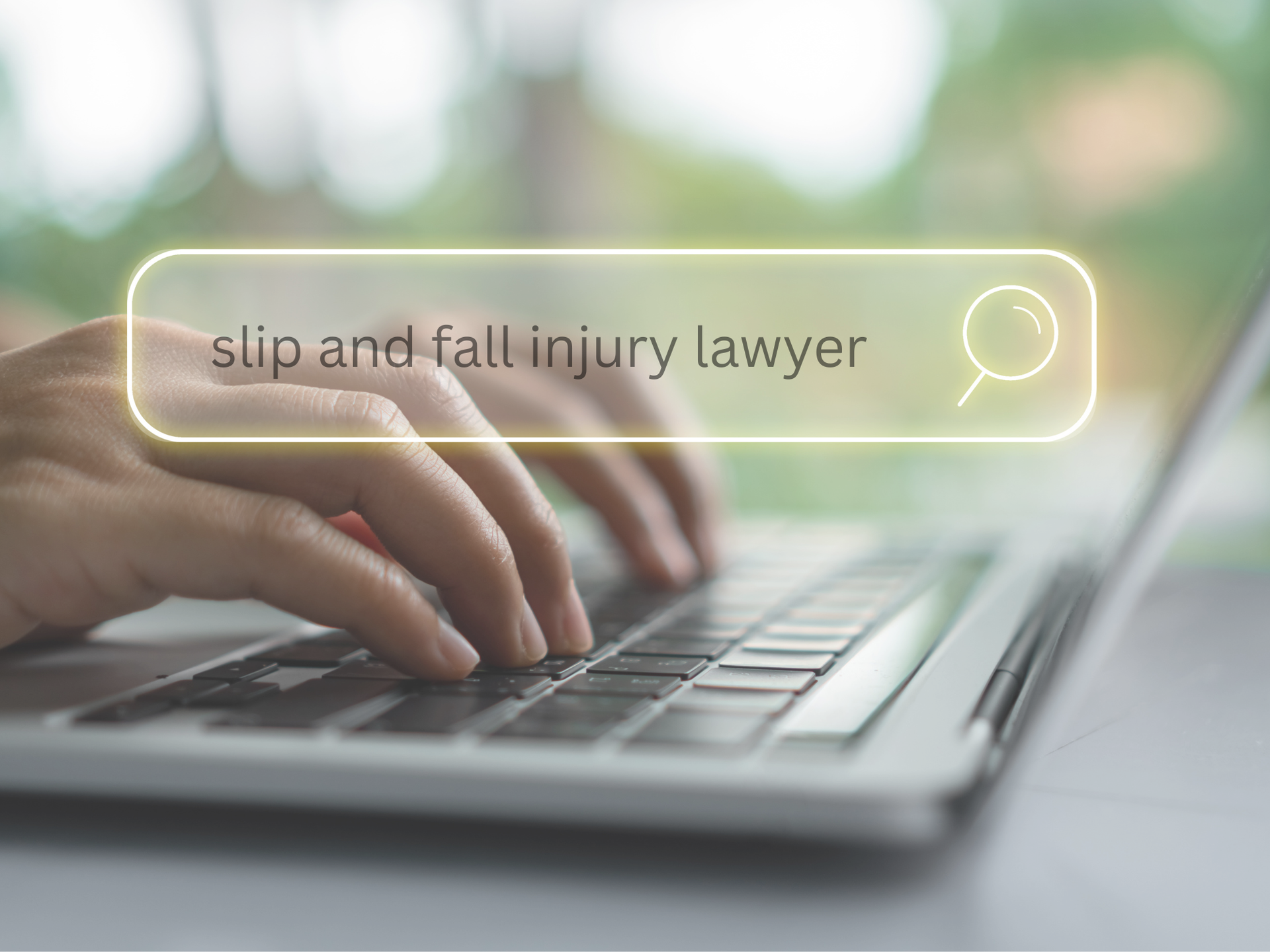 Laptop displaying a landscaping website, search bar reads 