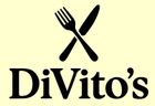 Logo for DiVito's restaurant, black crossed fork and knife over the name "DiVito's" in black text.