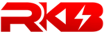 a red rkb logo on a black background