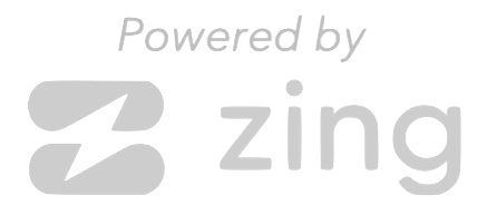 Powered by Zing logo in light gray and white