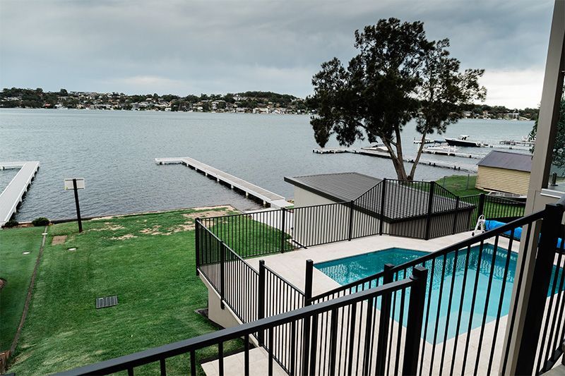 Outdoor Pool Area Overlooking the Bay — Custom Home Builders in the Hunter Valley
