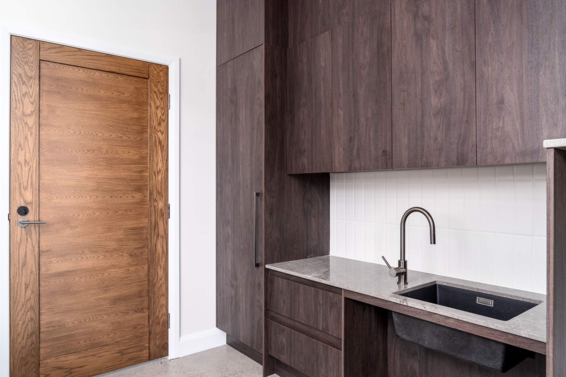 Kitchen With Wooden Cabinets — Custom Home Builders in the Hunter Valley