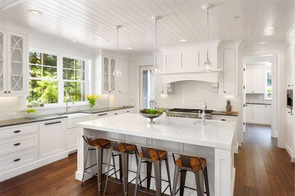 Kitchen Re-do — White- Themed Kitchen in New Luxury Home in Holden, MA