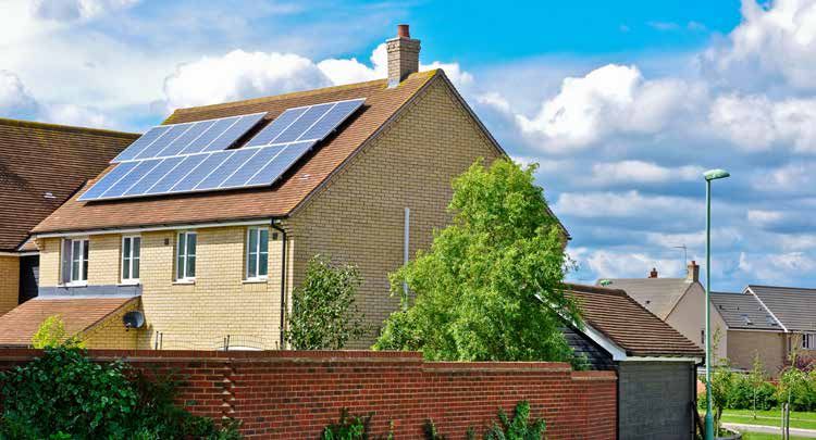 A house with solar panels on the roof.