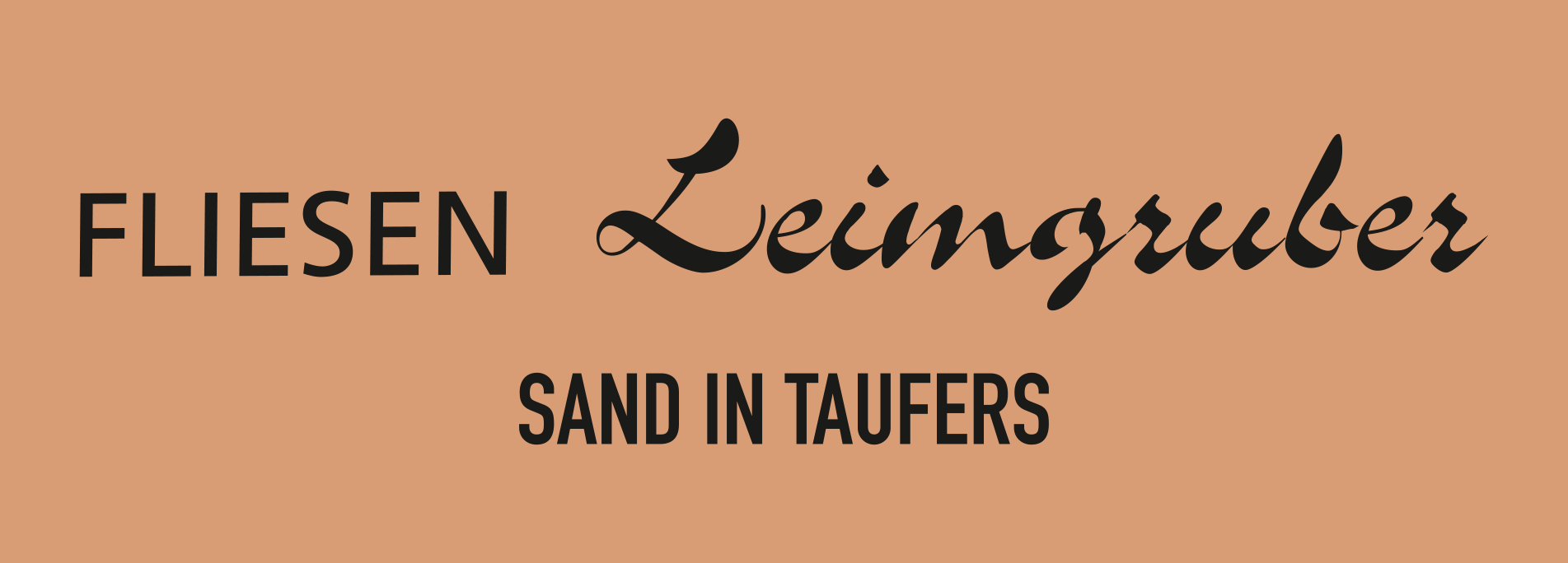 A logo for fliesen leimgruber sand in taufers
