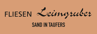 A logo for fliesen leimgruber sand in taufers