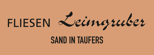 A logo for fliesen leimgruber sand in taufers