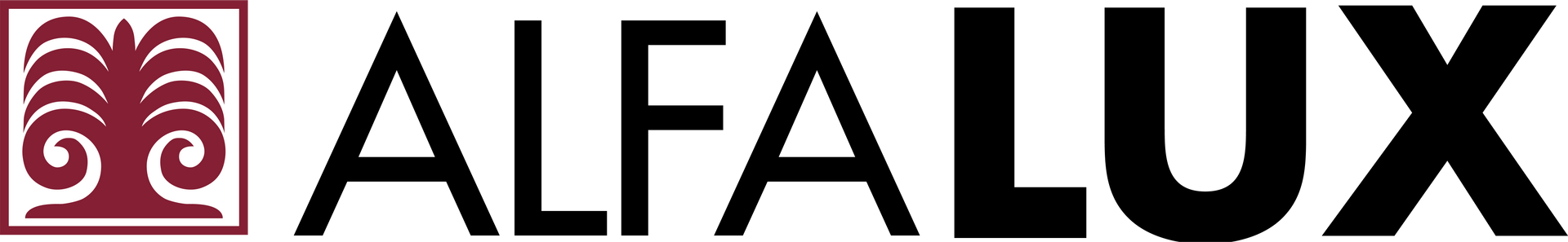 Auf weißem Hintergrund ist ein Logo für Alfalux zu sehen