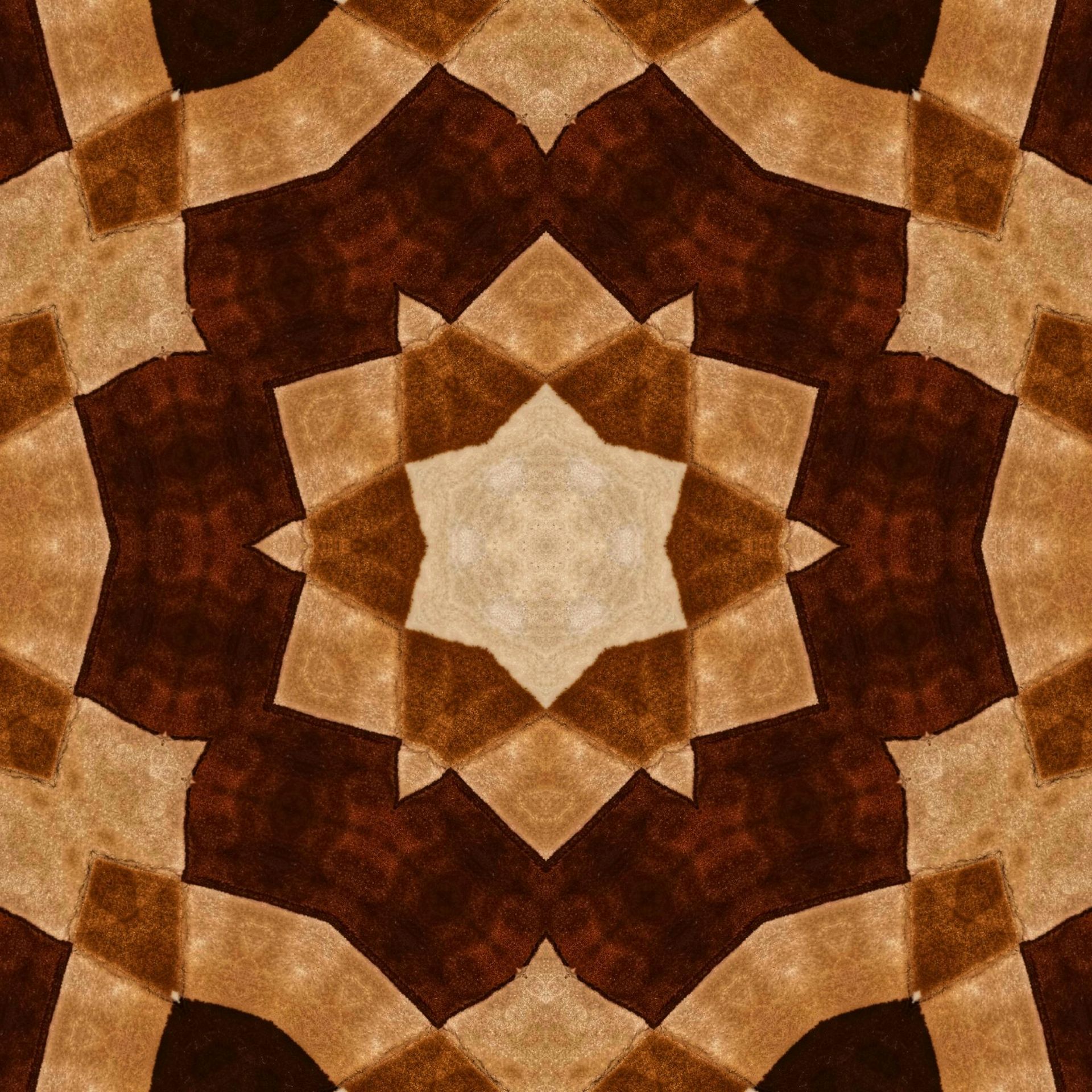 Ein braun-weißes Kaleidoskop mit einem Stern in der Mitte