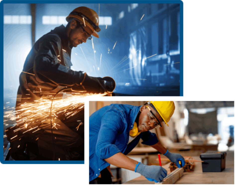 People working in a factory.