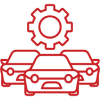 A group of cars with a gear on top icon.