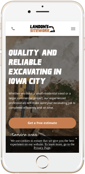 Website mockup for local excavating company | No Coast Marketing