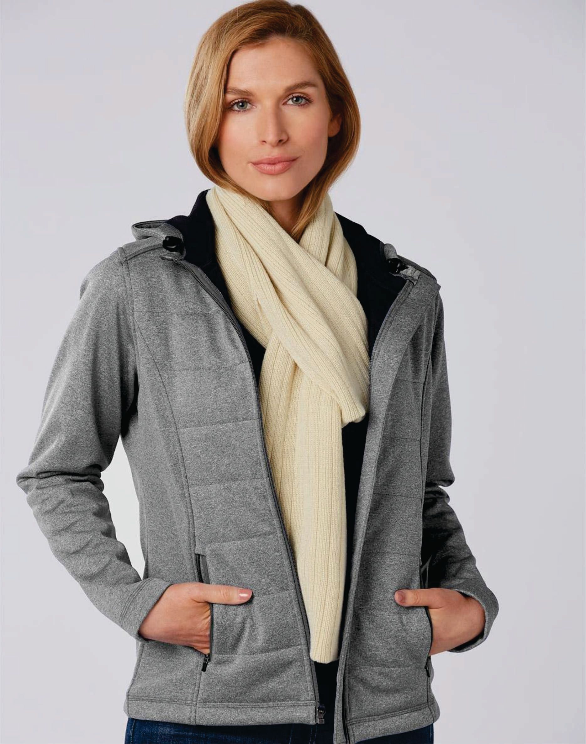Women in Grey Jacket and Cream Scarf — Uniforms2U in Leumeah, NSW