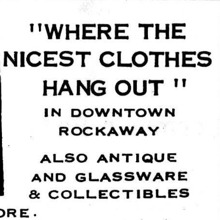 Advertisement for the Clothes Hanger store in Rockaway, featuring 