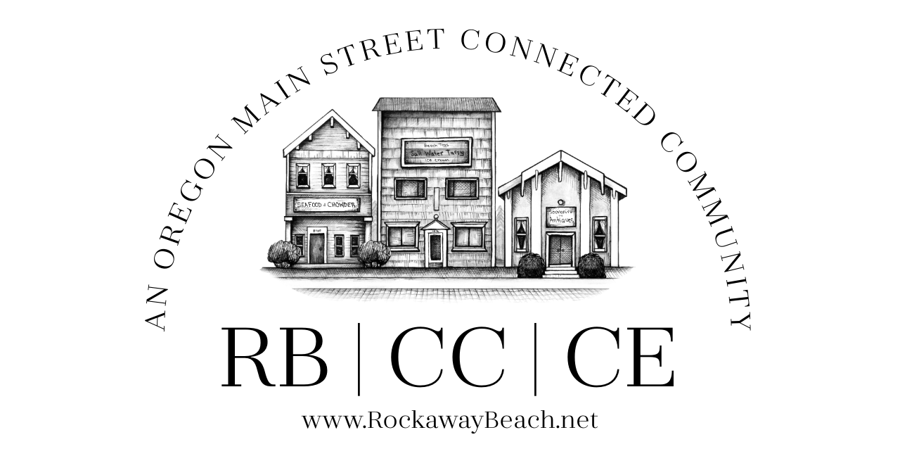 Logo: Black and white drawing of buildings with text