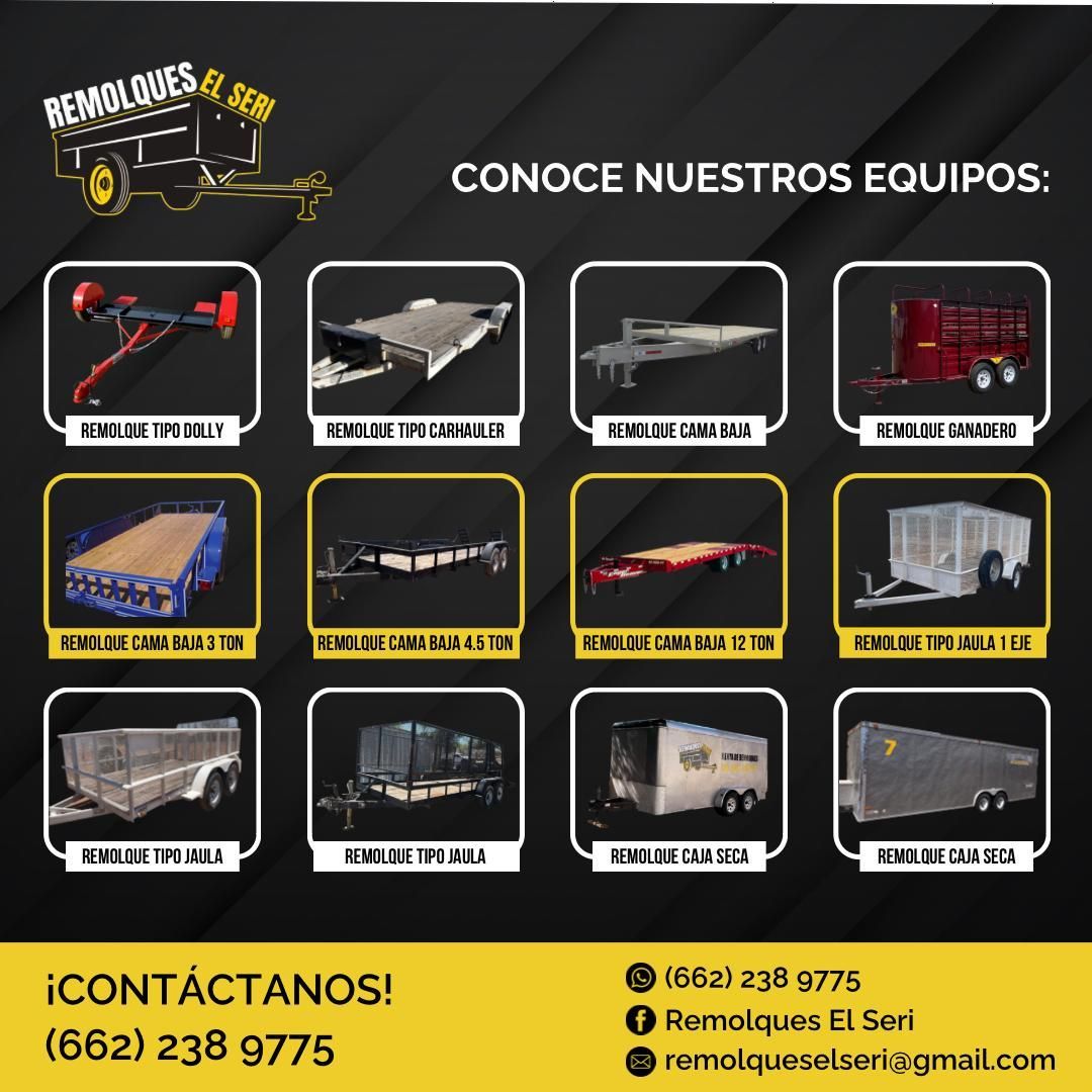 Un anuncio de una empresa que vende remolques en español.