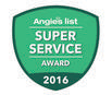 A green shield with the words `` super service award '' written on it.