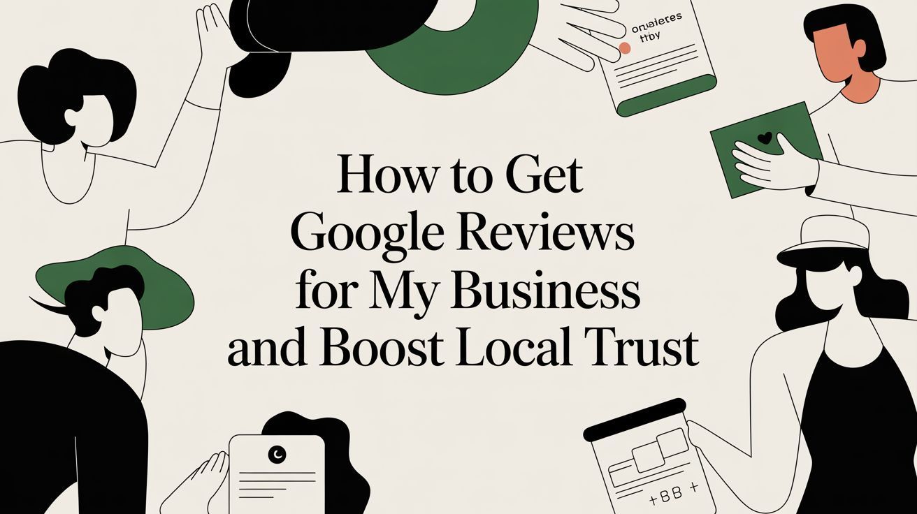 An illustration of diverse stylized figures around text that reads,