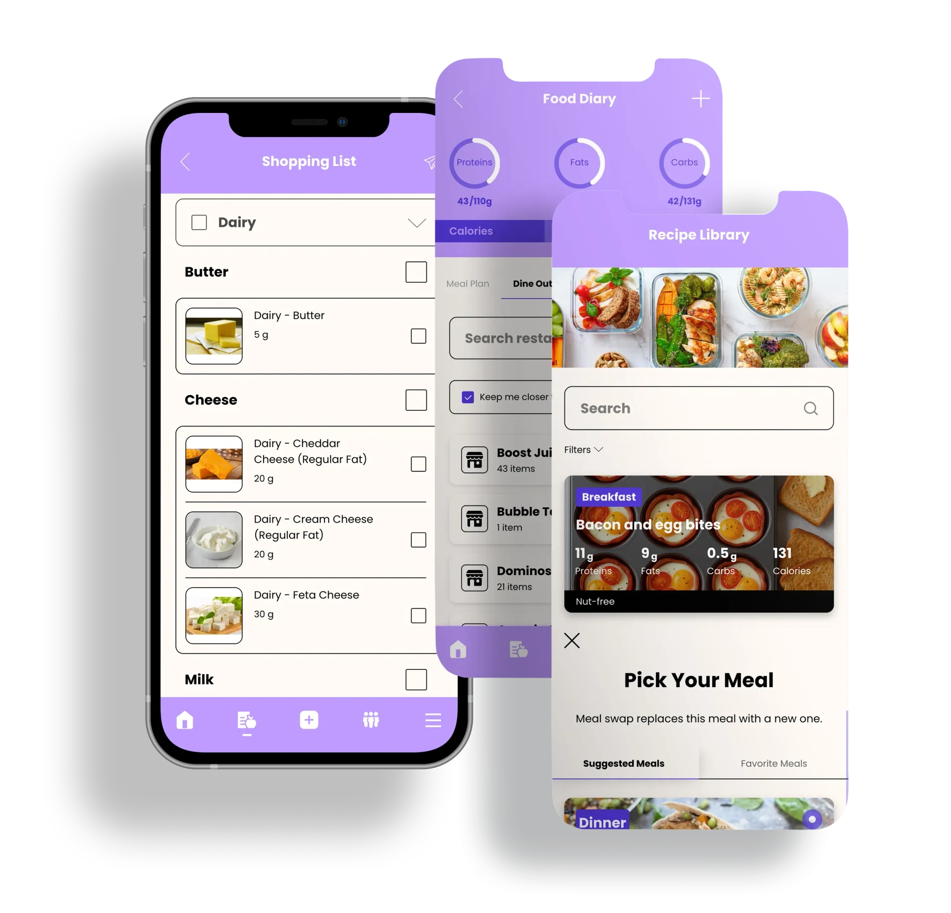 A cell phone with a shopping list app on it.