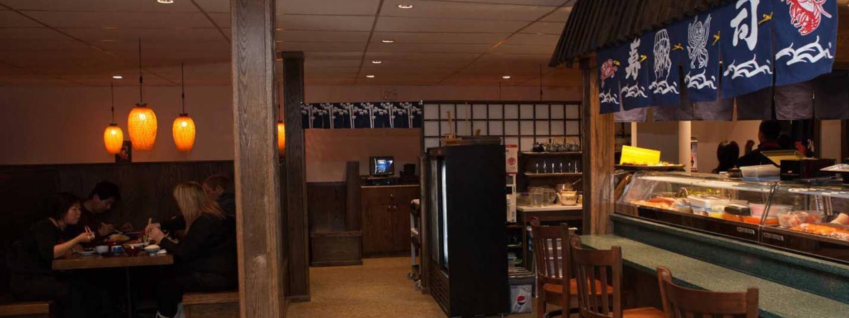 restaurant interior with sushi bar