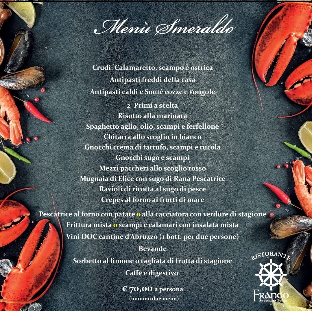 Un menù con aragoste, cozze e altri frutti di mare
