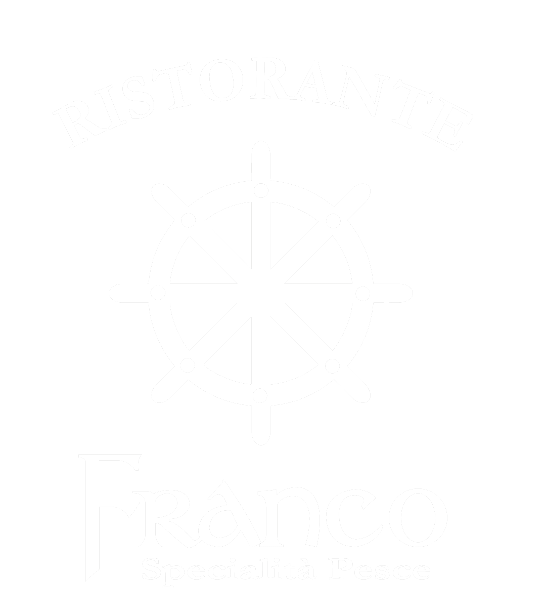 Immagine bianca di un timone di una barca, con testo in alto e in basso.