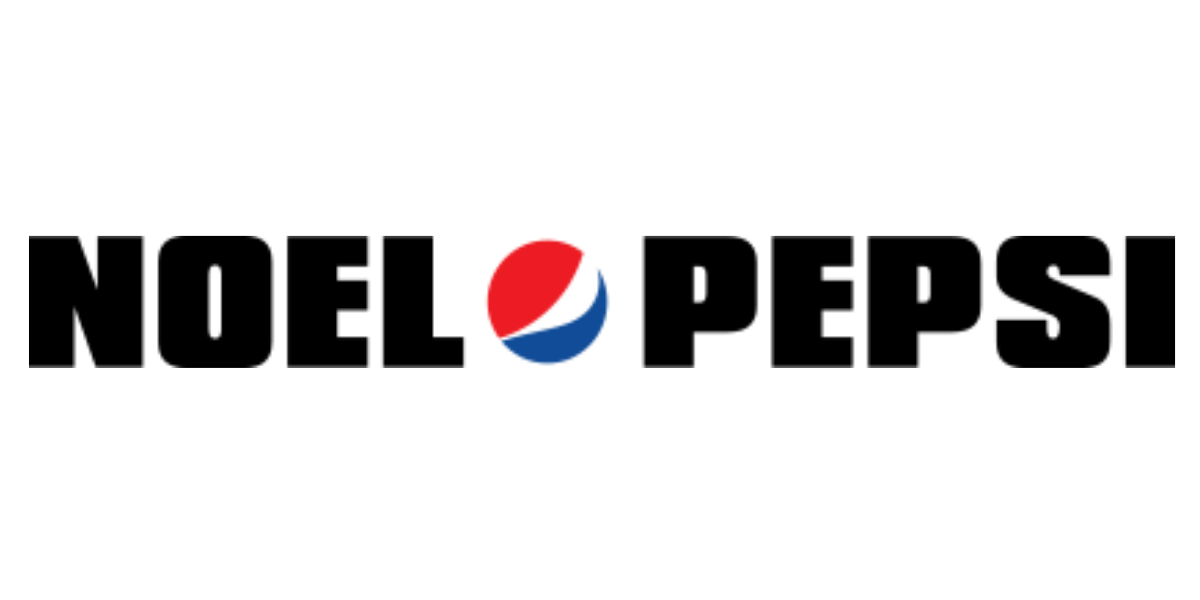 NOEL PEPSI logo in black, with a red-and-blue Pepsi globe replacing the O