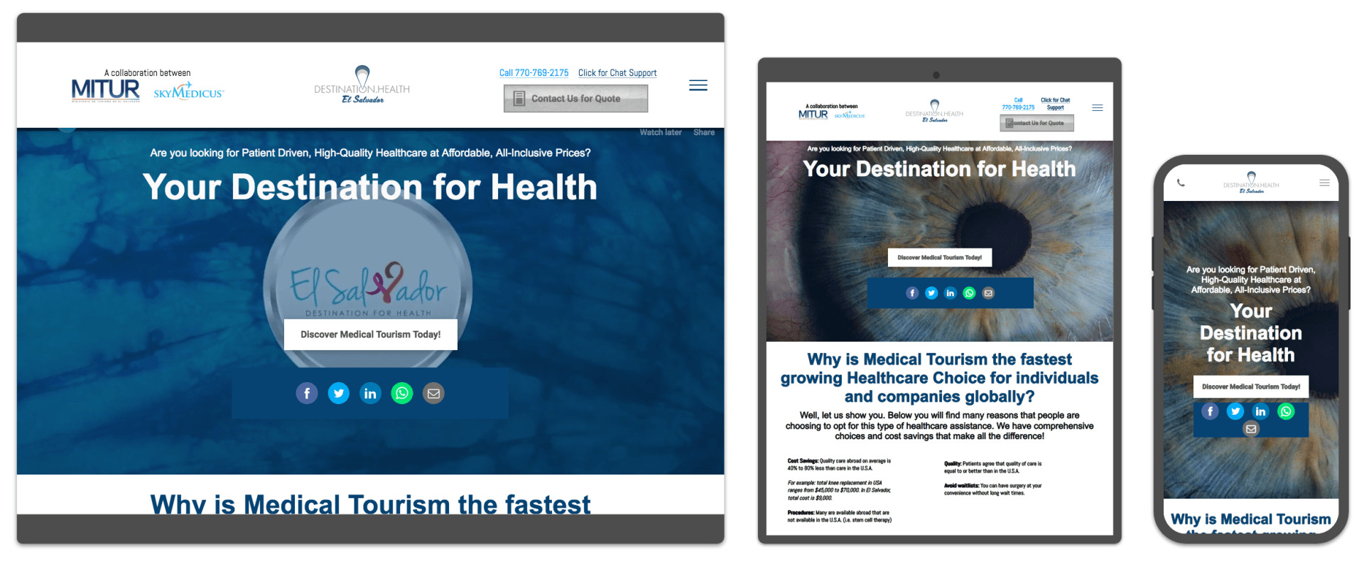 A screenshot of a website on a tablet , phone , and computer.