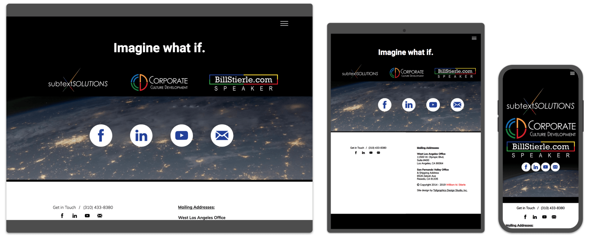 A screenshot of a website on a tablet , phone and computer.