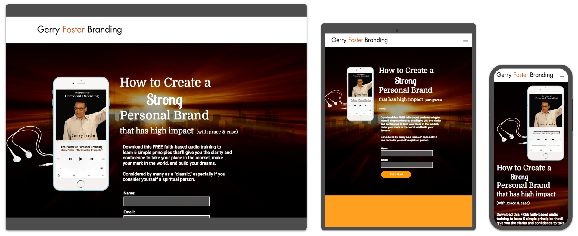 A screenshot of a website , a tablet , and a cell phone.