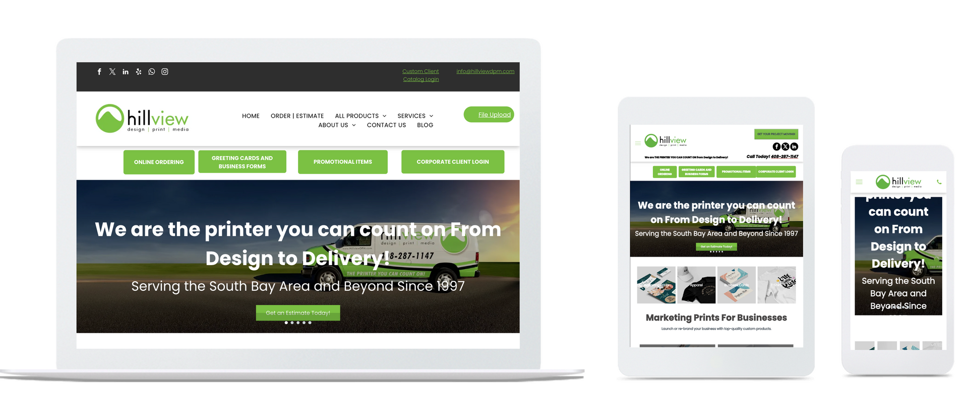 A website that says from design to delivery on it