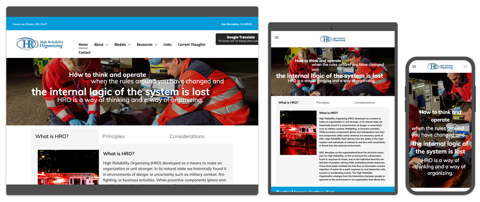 A screenshot of a website , a tablet , and a cell phone.
