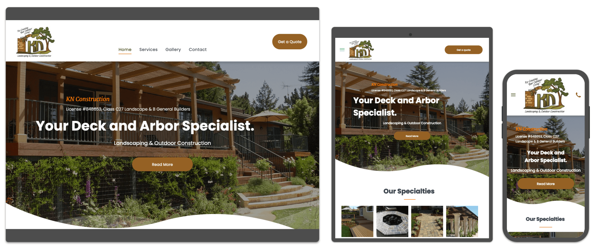 A screenshot of a website on a tablet , phone and computer.